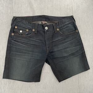True Religion Shorts Adult 38 Blue Jean Rainbow Billy Denim Made In USA Mens